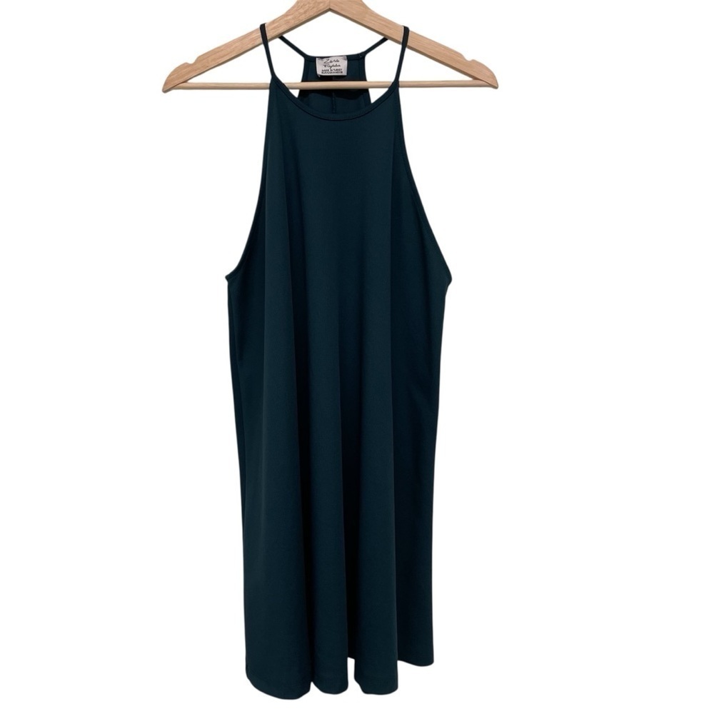 Zara Sleeveless Green High Neck Mini Dress - Medium